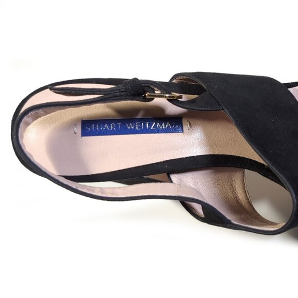 Stuart Weitzman Sandals Size 11 Black Suede Heels Womens 11 - Picture 7 of 9